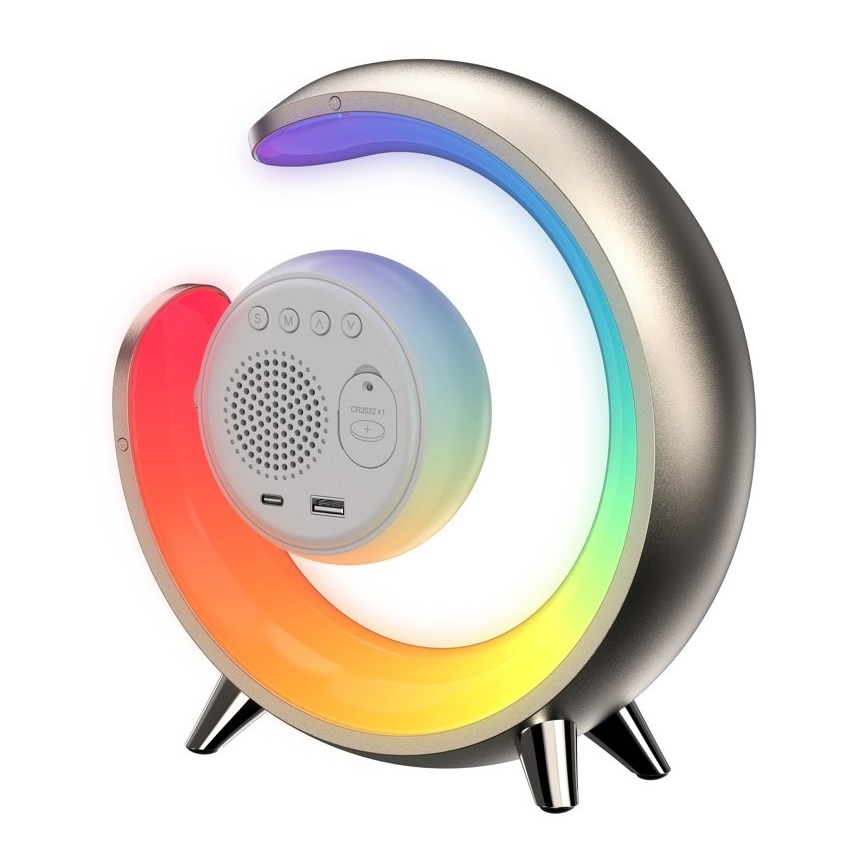 LED RGBW Hämardatav laualamp koos äratuskellaga PEACOCK LED/20W/5V USB