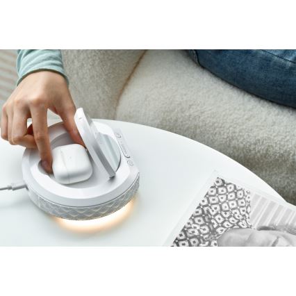 Äratuskell LCD ekraaniga ja juhtmevaba Qi laadija 27W/9V 220 mAh valge