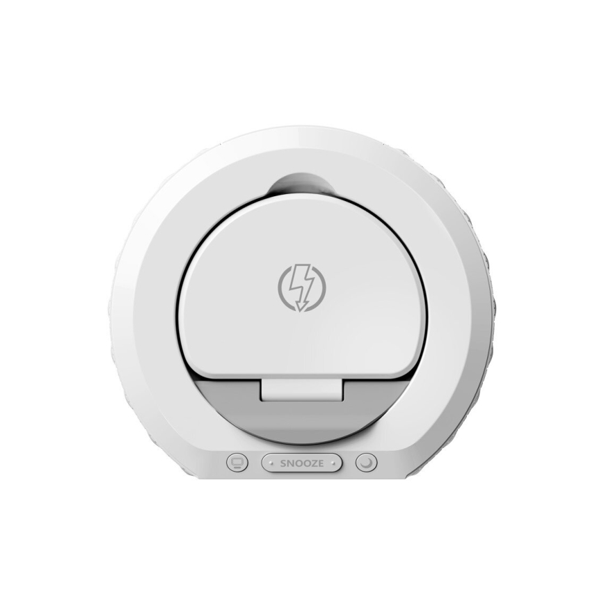 Äratuskell LCD ekraaniga ja juhtmevaba Qi laadija 27W/9V 220 mAh valge