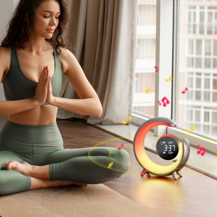 LED RGBW Hämardatav laualamp äratuskellaga LED/20W/5V USB hõbedane
