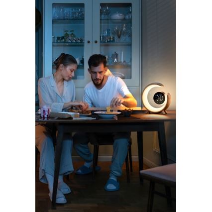 LED RGBW Hämardatav laualamp äratuskellaga LED/20W/5V USB hõbedane