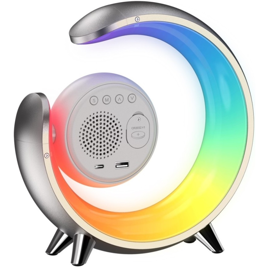 LED RGBW Hämardatav laualamp äratuskellaga LED/20W/5V USB hõbedane