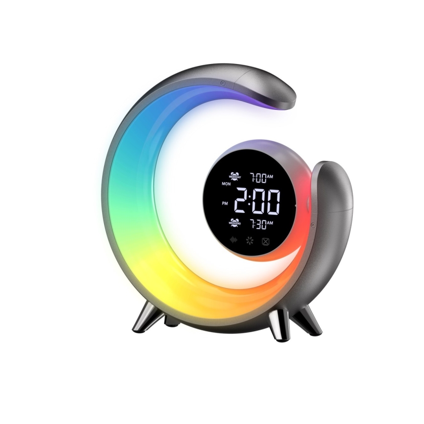 LED RGBW Hämardatav laualamp äratuskellaga LED/20W/5V USB hõbedane