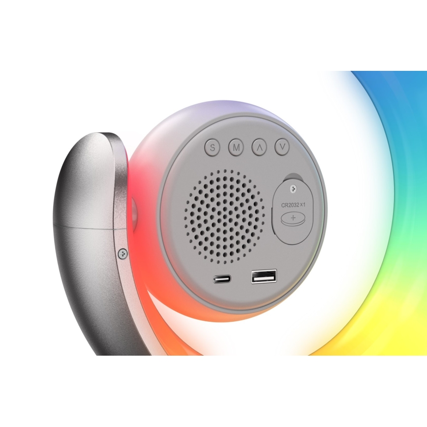 LED RGBW Hämardatav laualamp äratuskellaga LED/20W/5V USB hõbedane