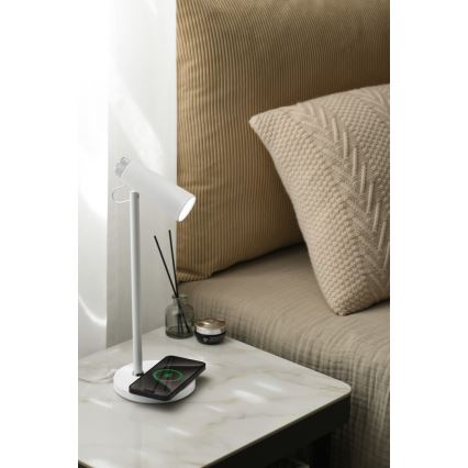 LED Hämardatav laualamp koos juhtmevaba Qi laadimisega TIT LED/12W/230V valge