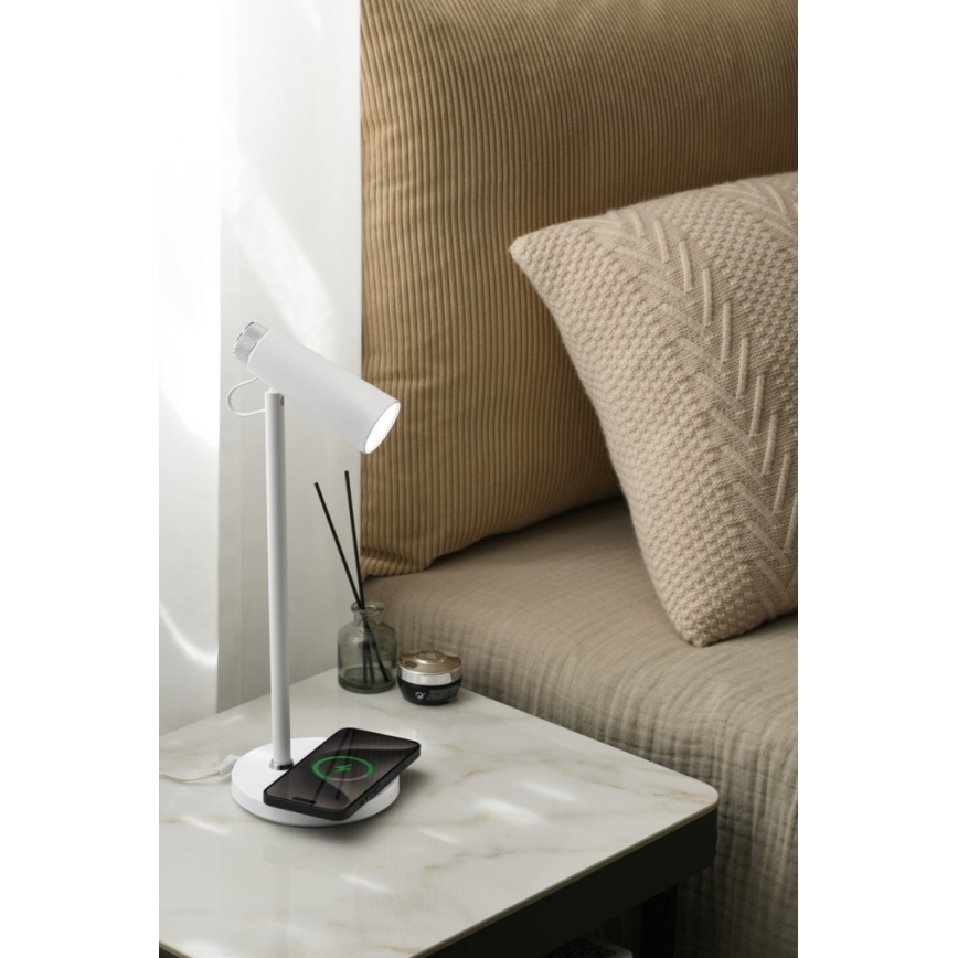 LED Hämardatav laualamp koos juhtmevaba Qi laadimisega TIT LED/12W/230V valge