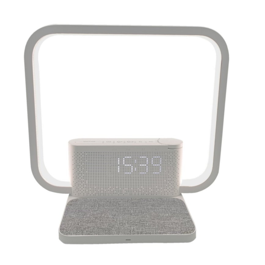 LED Hämardatav laualamp koos äratuskell ja Qi laadimisega LED/18W/230V valge