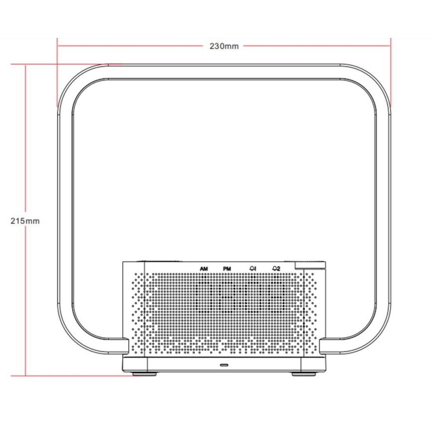 LED Hämardatav laualamp koos äratuskell ja Qi laadimisega LED/18W/230V valge