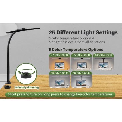 LED Paindlik Hämardatav monitori valgustus OFFICE LED/24W/230V 2700-6300K CRI 95