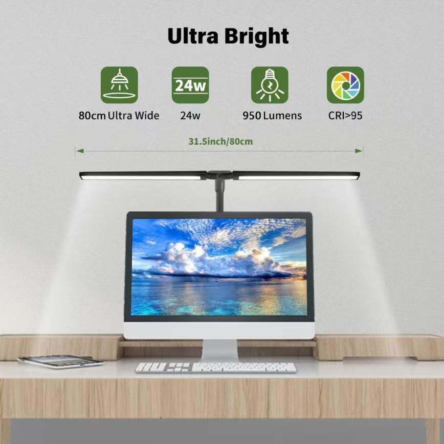 LED Paindlik Hämardatav monitori valgustus OFFICE LED/24W/230V 2700-6300K CRI 95