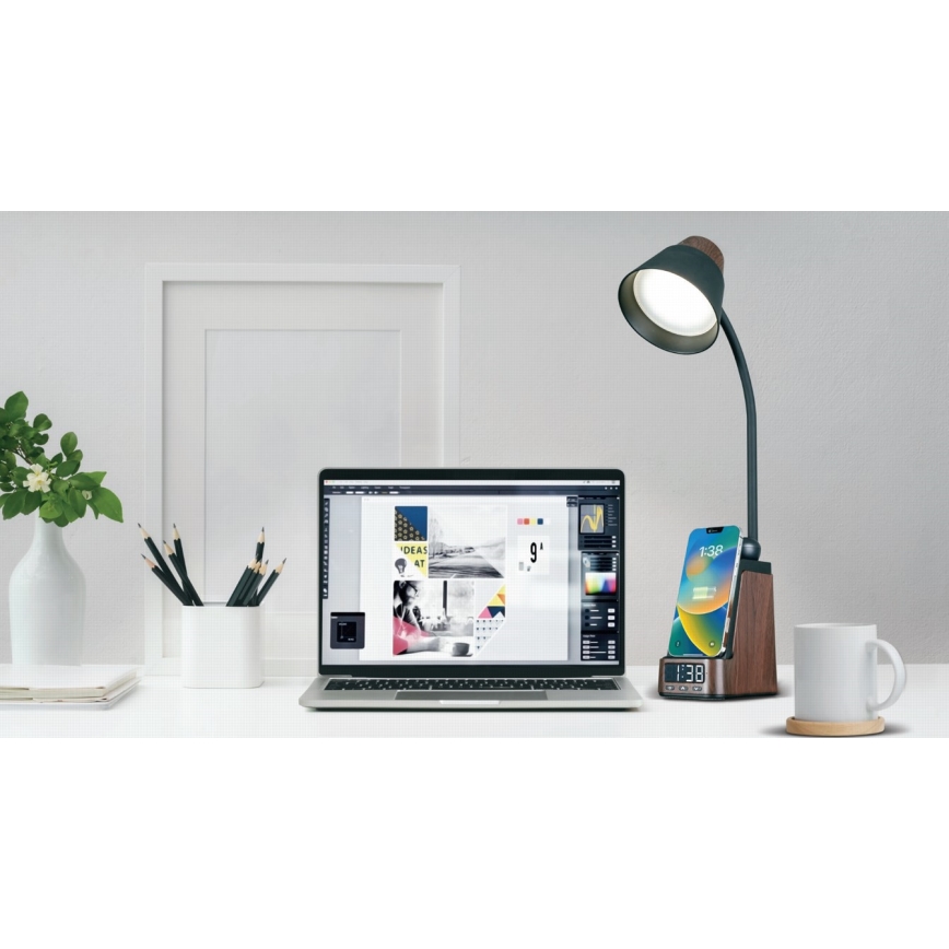 LED+CCT hämardatav laualamp traadita QI-laadimisega IDEAL LED/8W/230V 2700/4000/5000K pruun