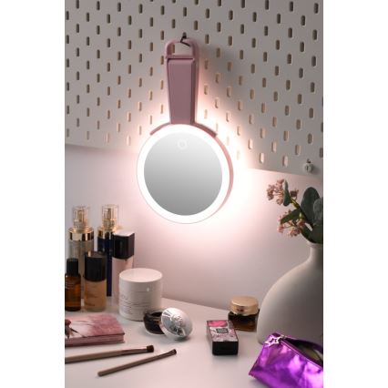 Immax 09102L - LED+CCT Hämardatav meigipeegel SWEET LED/3W/5V roosa