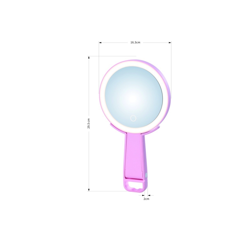 Immax 09102L - LED+CCT Hämardatav meigipeegel SWEET LED/3W/5V roosa