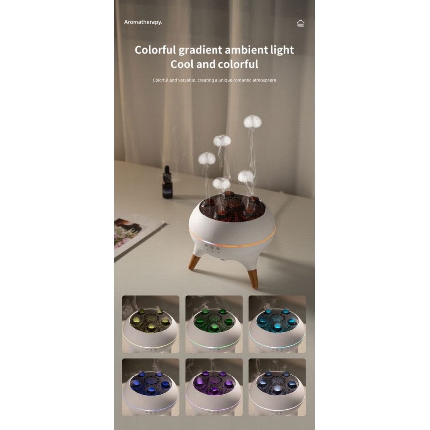 Immax 09104L - Aroomidifuser ja õhuniisutaja JELLYFISH LED/11W/5V