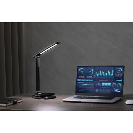LED hämardatav laualamp traadita QI-laadimise ja USB-ühendusega LUMI LED/7W/230V must