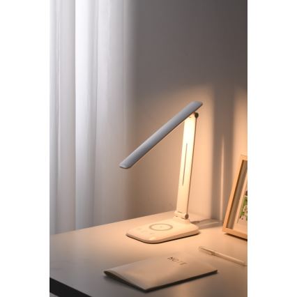 LED-hämardatav laualamp LUMI, juhtmevaba QI-laadija ja USB-pordiga, LED/7W/230V, valge