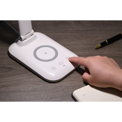 LED-hämardatav laualamp LUMI, juhtmevaba QI-laadija ja USB-pordiga, LED/7W/230V, valge