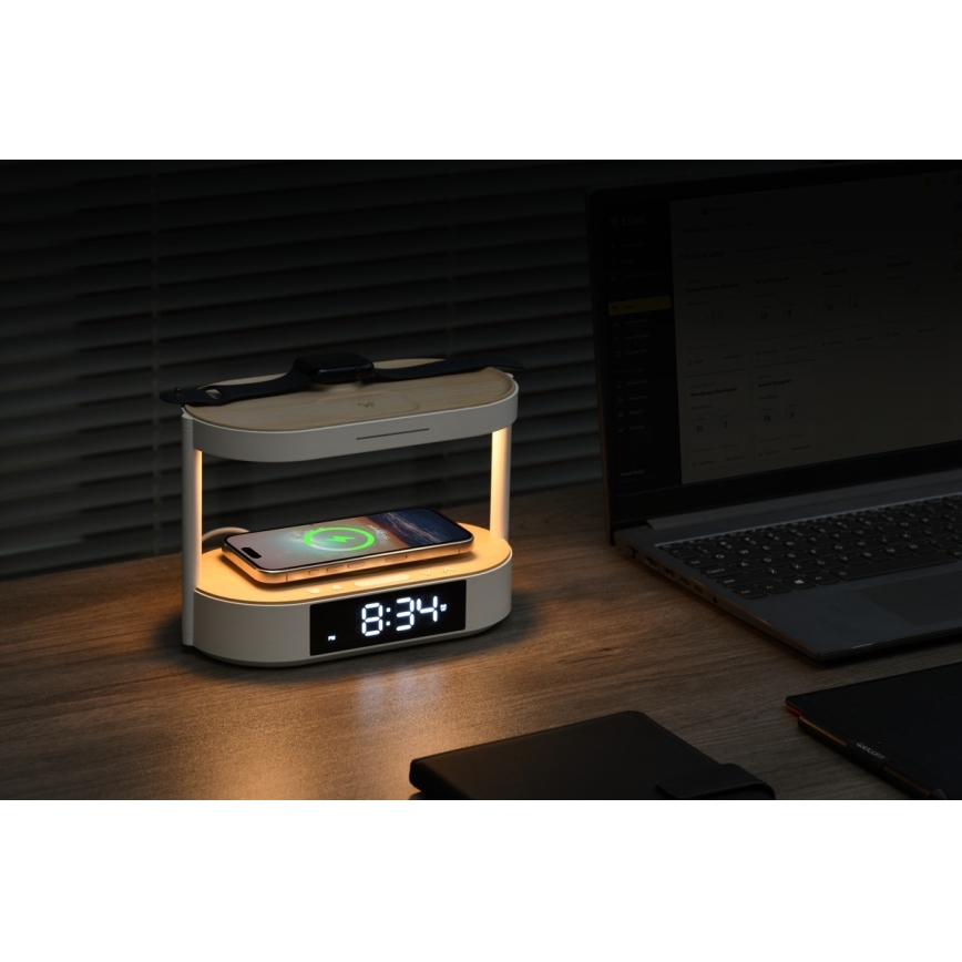 Hämardatav LED-laualamp äratuskellaga ja laadimisega TRIPLE DOCK LED/1,5W/5V