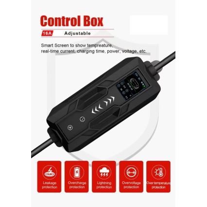 Immax – kaasaskantav elektriauto laadimisjaam AC Type 2, 16 A / 380 V, 11 kW + 230 V pistik, 5 m kaabel, Tuya Wi‑Fi