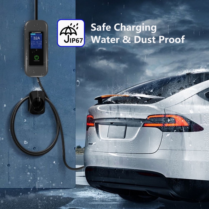 Immax - EV reisi laadimisjaam elektriautodele AC Type 2 32A/380V 22kW + pistik 230V 5m Wi-Fi Tuya