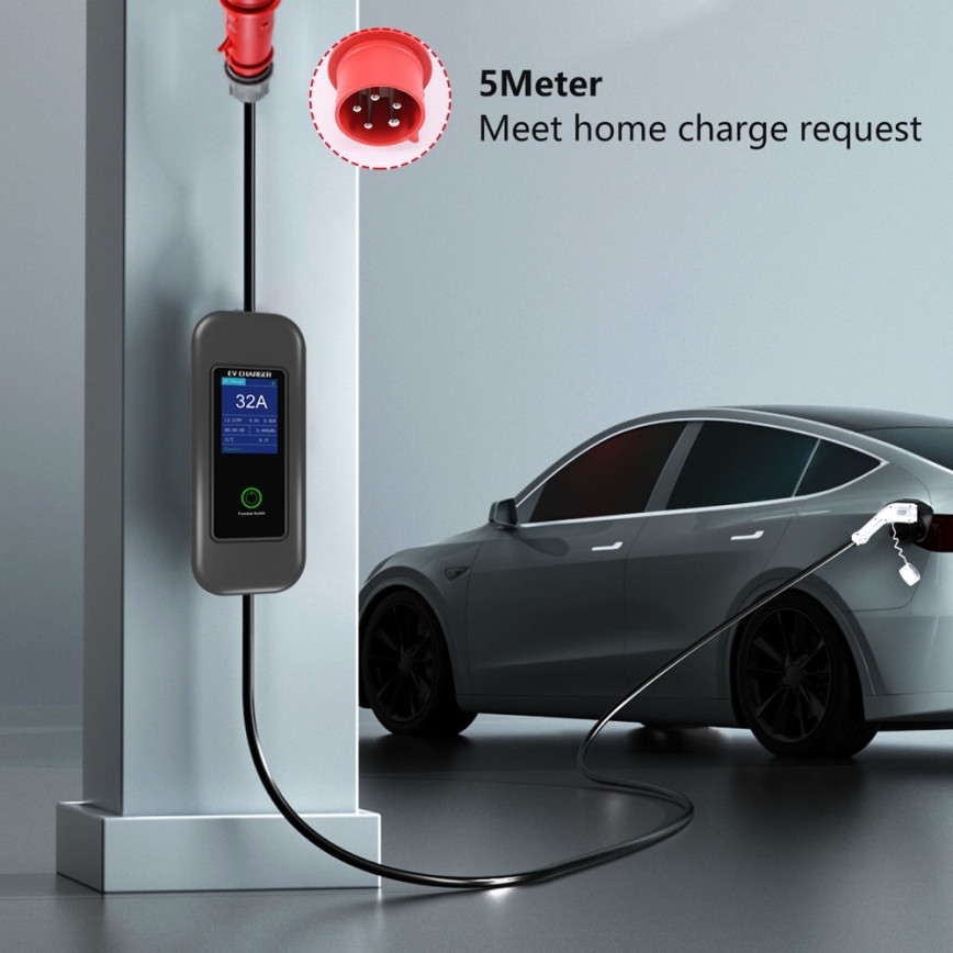 Immax - EV reisi laadimisjaam elektriautodele AC Type 2 32A/380V 22kW + pistik 230V 5m Wi-Fi Tuya