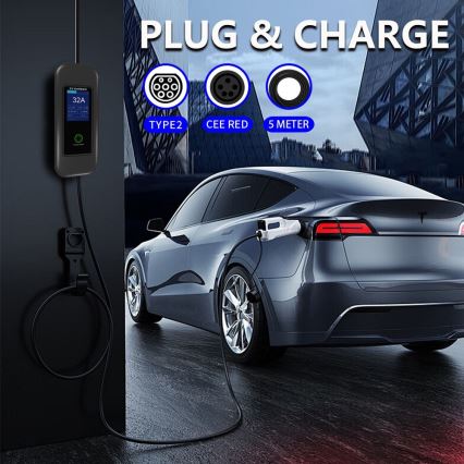 Immax - EV reisi laadimisjaam elektriautodele AC Type 2 32A/380V 22kW + pistik 230V 5m Wi-Fi Tuya
