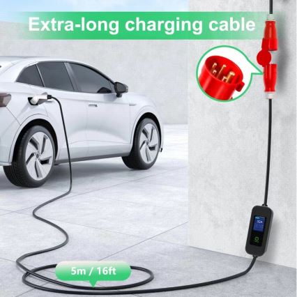 Immax - EV reisi laadimisjaam elektriautodele AC Type 2 32A/380V 22kW + pistik 230V 5m Wi-Fi Tuya