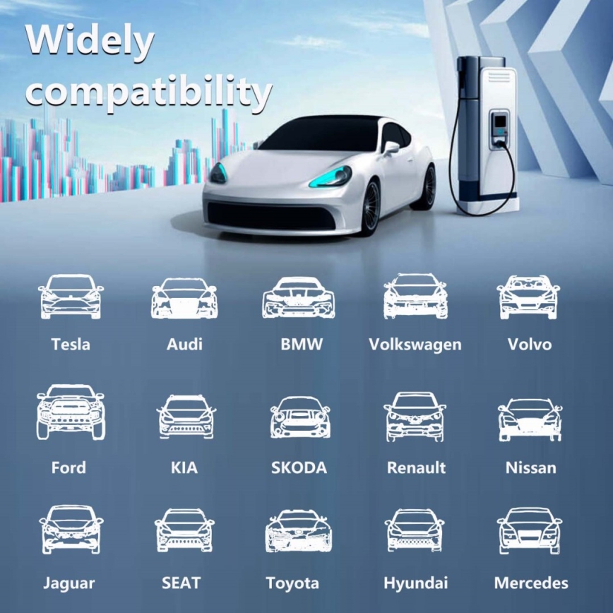 Immax - EV reisi laadimisjaam elektriautodele AC Type 2 32A/380V 22kW + pistik 230V 5m Wi-Fi Tuya