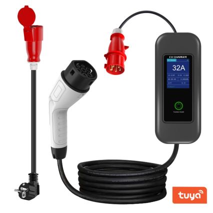 Immax - EV reisi laadimisjaam elektriautodele AC Type 2 32A/380V 22kW + pistik 230V 5m Wi-Fi Tuya