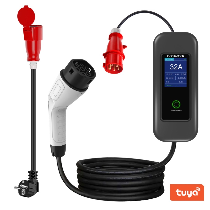 Immax - EV reisi laadimisjaam elektriautodele AC Type 2 32A/380V 22kW + pistik 230V 5m Wi-Fi Tuya