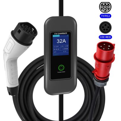 Immax - EV reisi laadimisjaam elektriautodele AC Type 2 32A/380V 22kW + pistik 230V 5m Wi-Fi Tuya