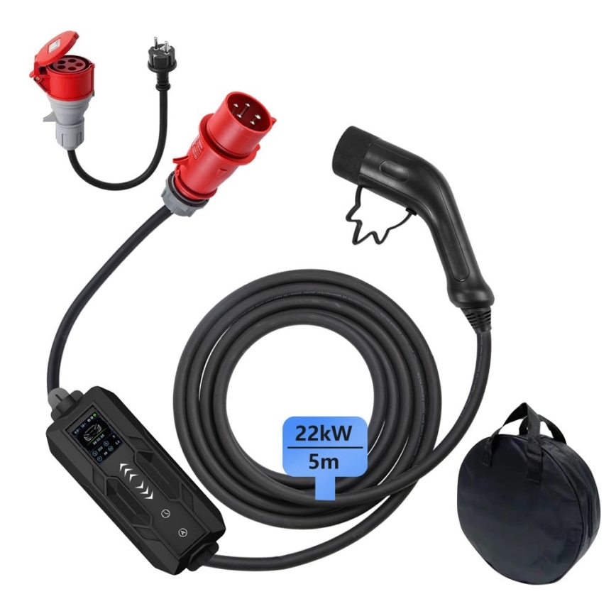 Immax - EV reisi laadimisjaam elektriautodele AC tüüp 2 32A/380V 22kW 5m + ümbris