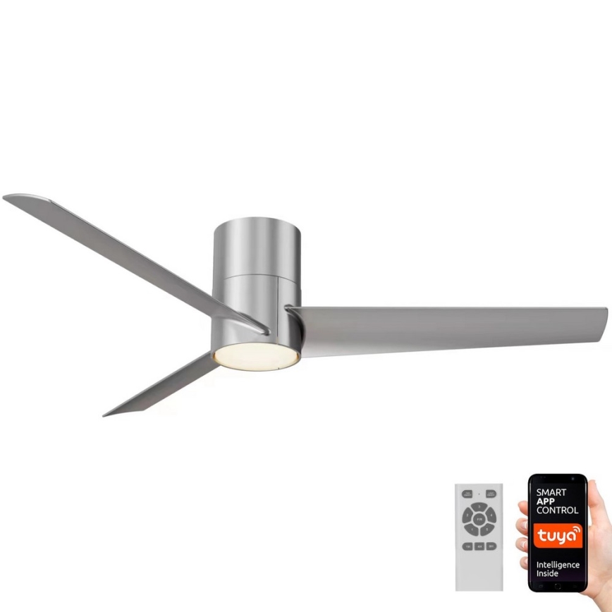 Immax NEO 07135-S - LED Hämardatav laeventilaator FRESH LED/18W/230V Wi-Fi Tuya matt kroom + kaugjuhtimispult
