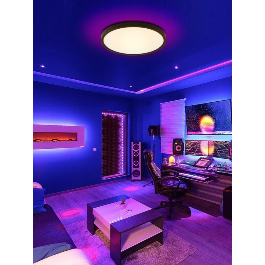 Immax NEO 07166-B40 - LED RGB+CCT Hämardatav laevalgusti NEO LITE TUDO LED/50W/230V Wi-Fi Tuya must + kaugjuhtimispult