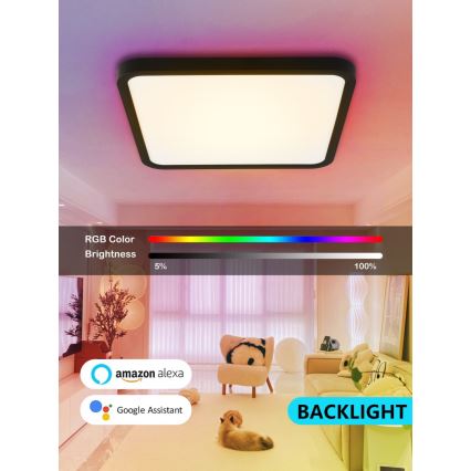 Immax NEO 07167-B40 - LED RGB+CCT Hämardatav laevalgusti NEO LITE TUDO LED/50W/230V Wi-Fi Tuya must + kaugjuhtimispult