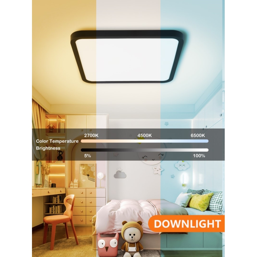 Immax NEO 07167-B40 - LED RGB+CCT Hämardatav laevalgusti NEO LITE TUDO LED/50W/230V Wi-Fi Tuya must + kaugjuhtimispult