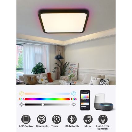 Immax NEO 07167-B40 - LED RGB+CCT Hämardatav laevalgusti NEO LITE TUDO LED/50W/230V Wi-Fi Tuya must + kaugjuhtimispult