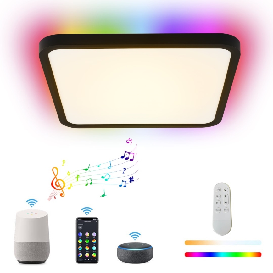 Immax NEO 07167-B40 - LED RGB+CCT Hämardatav laevalgusti NEO LITE TUDO LED/50W/230V Wi-Fi Tuya must + kaugjuhtimispult