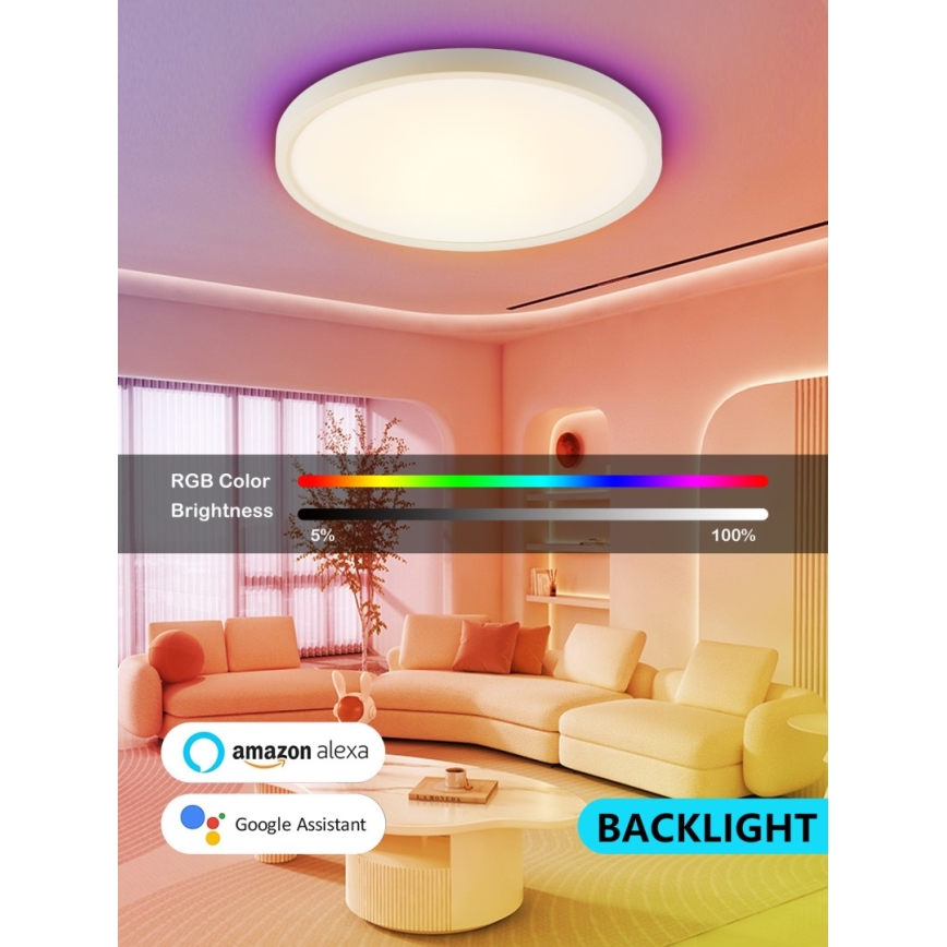 Immax NEO 07169-W60 - LED RGB+CCT Hämardatav laevalgusti NEO LITE TUDO 65W/230V 2700-6500K Wi-Fi Tuya + kaugjuhtimispult valge