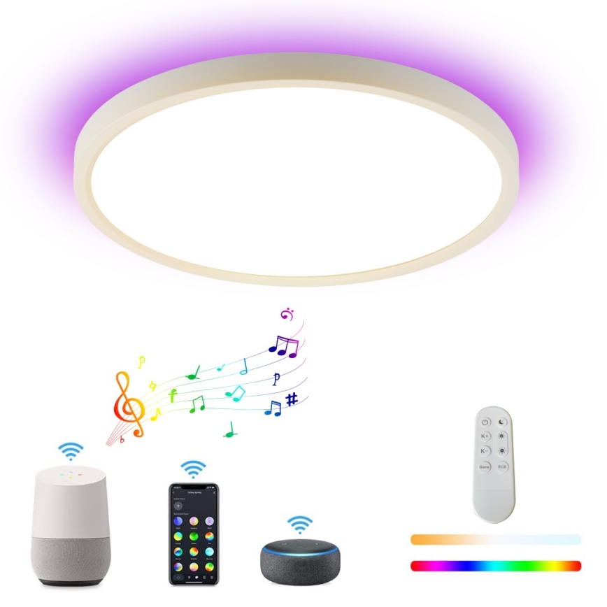 Immax NEO 07169-W60 - LED RGB+CCT Hämardatav laevalgusti NEO LITE TUDO 65W/230V 2700-6500K Wi-Fi Tuya + kaugjuhtimispult valge