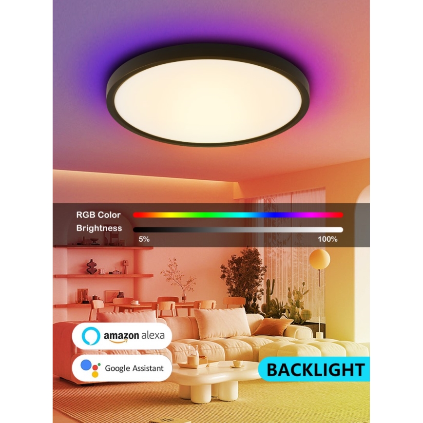 Immax NEO 07170-B60 - LED RGB+CCT Hämardatav laevalgusti NEO LITE TUDO LED/65W/230V 2700-6500K Wi-Fi Tuya must + kaugjuhtimispult