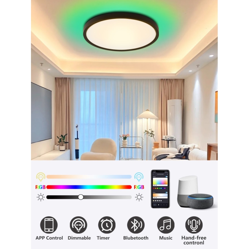 Immax NEO 07170-B60 - LED RGB+CCT Hämardatav laevalgusti NEO LITE TUDO LED/65W/230V 2700-6500K Wi-Fi Tuya must + kaugjuhtimispult