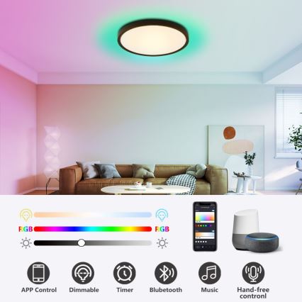 Immax NEO 07170-B60 - LED RGB+CCT Hämardatav laevalgusti NEO LITE TUDO LED/65W/230V 2700-6500K Wi-Fi Tuya must + kaugjuhtimispult