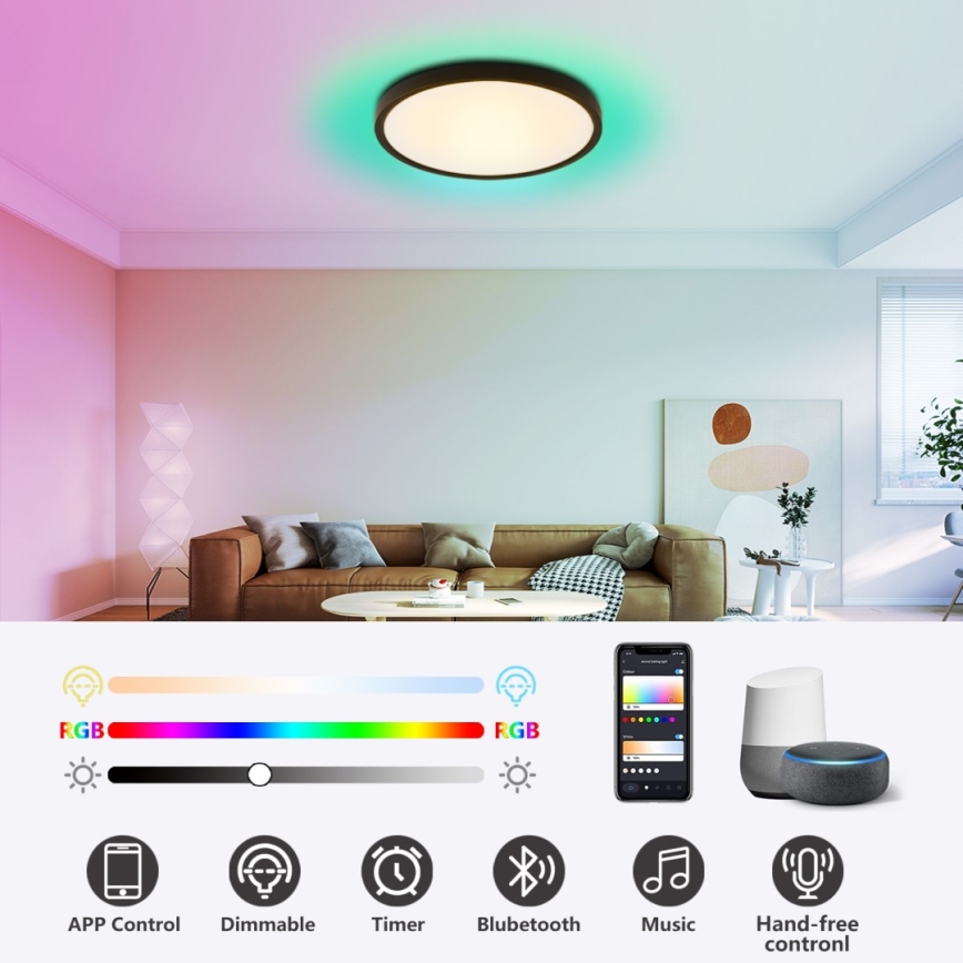 Immax NEO 07170-B60 - LED RGB+CCT Hämardatav laevalgusti NEO LITE TUDO LED/65W/230V 2700-6500K Wi-Fi Tuya must + kaugjuhtimispult