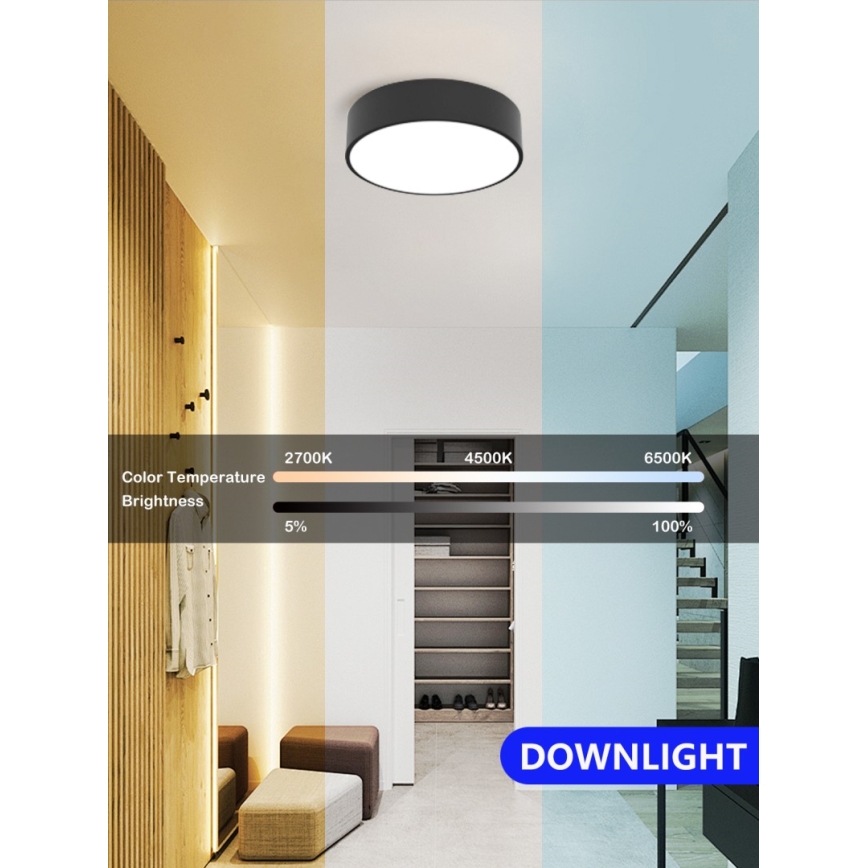 Immax NEO 07200L - LED Hämardatav laevalgusti RONDATE LED/18W/230V 3000-6000K d. 25 cm must Tuya + kaugjuhtimispult