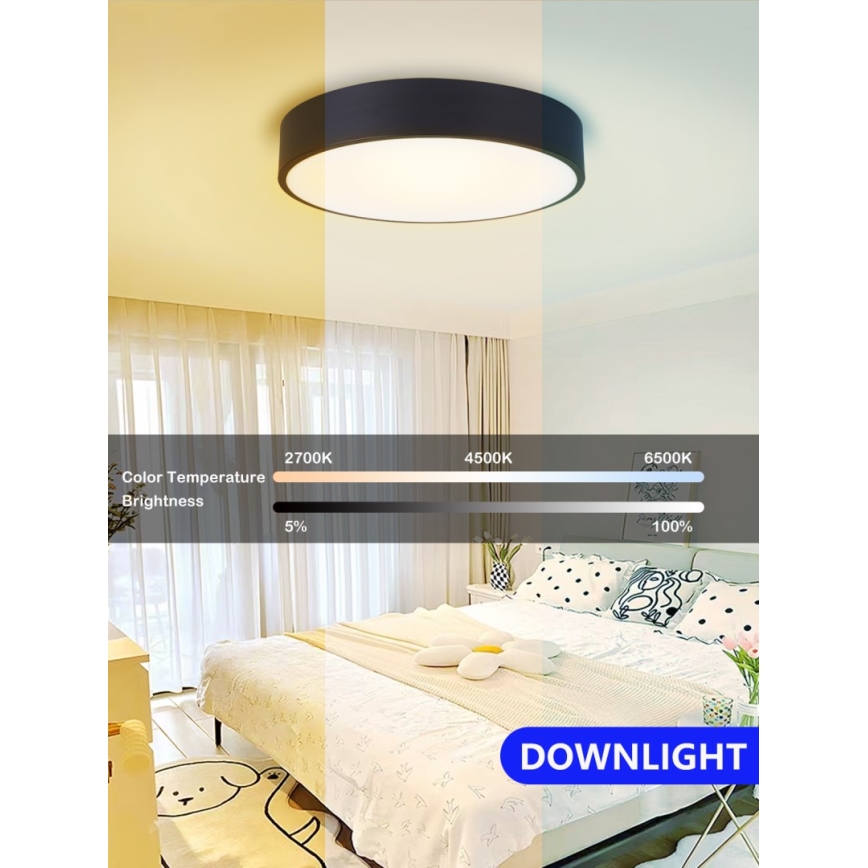 Immax NEO 07201L - LED Hämardatav laevalgusti RONDATE LED/28W/230V must Tuya + kaugjuhtimispult