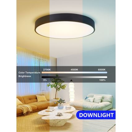 Immax NEO 07202L - LED Hämardatav laevalgusti RONDATE LED/53W/230V must Tuya + kaugjuhtimispult