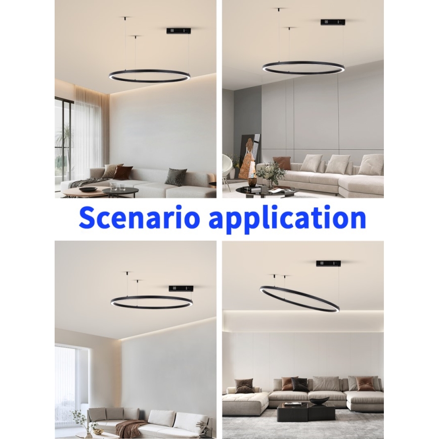 Immax NEO 07215L - LED Hämardatav lühter FINO LED/60W/230V 80 cm must Tuya + kaugjuhtimispult