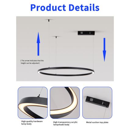Immax NEO 07215L - LED Hämardatav lühter FINO LED/60W/230V 80 cm must Tuya + kaugjuhtimispult