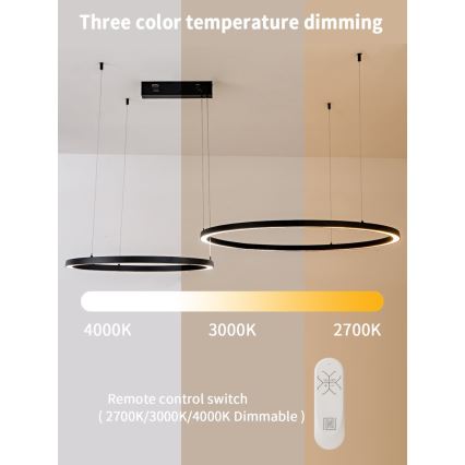 Immax NEO 07216L - LED Hämardatav lühter FINO LED/93W/230V 60/80cm must Tuya + kaugjuhtimispult